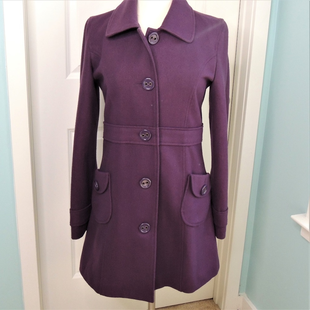Tulle Large Plum Wool Peacoat